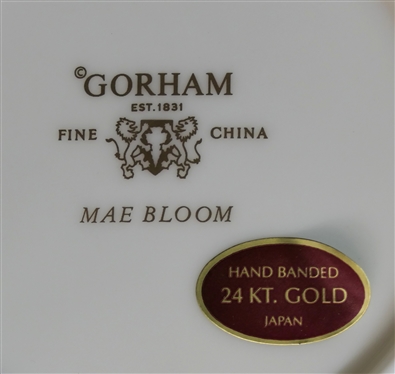 71 Pieces of Gorham Mae Bloom Fine China with hand banded 24kt Gold - Like New with Most Original Stickers - 12 5 Piece Place Settings (Missing 1 Cup) - Dinner Plate, Salad Plate, Dessert / Bread...