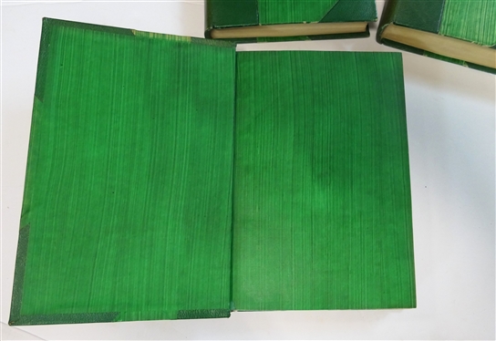 4 Green Leather Bound Books with Green Covers - From Job to Job Around the World by Alfred C.B. Fletcher - Dodd, Mead, and Company 1919, The Story of Chemistry by Floyd L. Darrow - Blue Ribbon...