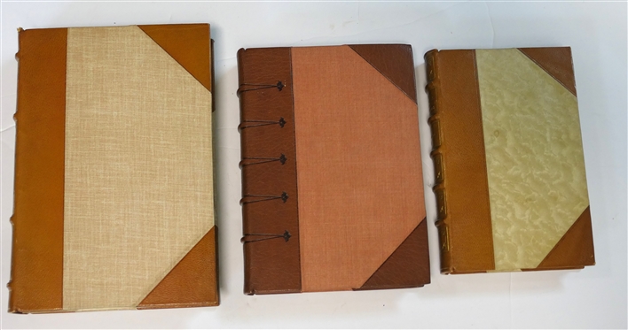 3 Leather Bound Books - Three Courses and A Dessert by Cruikshank with Fun Illustrations - 1881 - London : George Bell & Sons, ''Wisdom of the Ages by Gilbert - Garden City Publishing Company,...