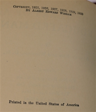 3 Burgundy Leather Bound Books with Marbleized Covers and End Pages - The Marks of an Educated Man by Albert Edward Wiggam, D.Sc. - Indianapolis Bobbs- Merrill Company, The Intelligent Woman''s...