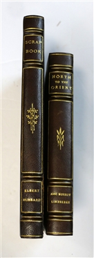 2 Brown Leather Bound Books - "North to the Orient" by Anne Morrow Lindberg - 1936 and "Elbert Hubbards Scrap Book" Printed and Made into a Book by the Roycrofters at their shops in East Aroura,...
