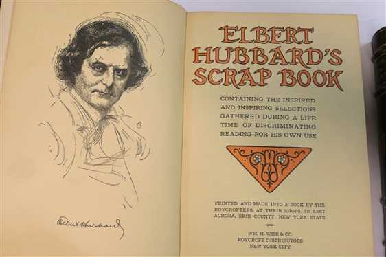 2 Brown Leather Bound Books - North to the Orient by Anne Morrow Lindberg - 1936 and Elbert Hubbard''s Scrap Book Printed and Made into a Book by the Roycrofters at their shops in East Aroura,...