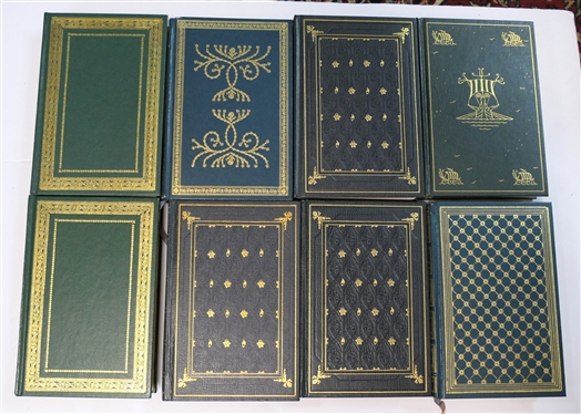 8 Blue and Green International Collectors Library Hardback Books - The Adventures of Tom Sawyer Treasure Island The Last of the Mohicans Rebecca The Razor''s Edge the Age of Fable The...