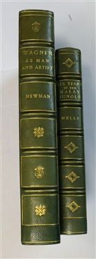 2 Blue Leather Bound Books - "Six Years in the Malay Jungle" by Wells - 1927 Garden City Publishing Company and "Wagner As A Man and Artist" by Newman  -1937 Garden City Publishing Company 