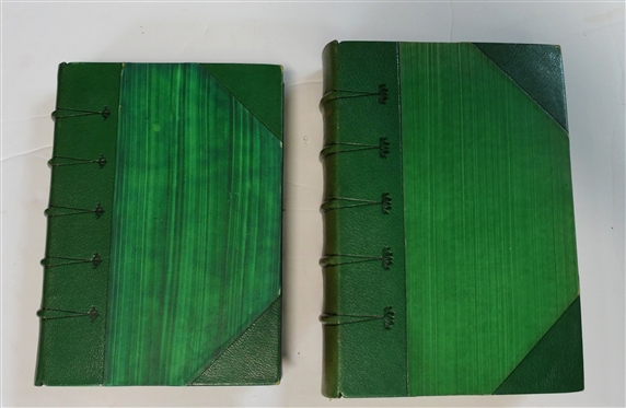 2 Green Leather Bound Books - America of the Americans by Shelley - 1915 Charles Scribner & Sons and The Americanization of Edward Bok with Illustrations - 1921 - Charles Scribner''s Sons 