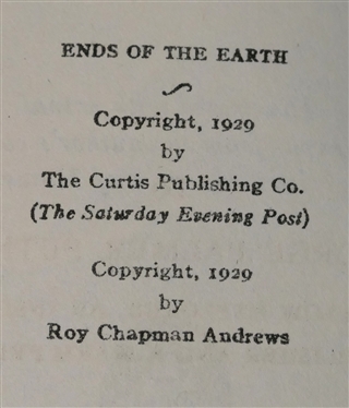 2 Brown Leather Bound Books with Coral Marble Covers - Ends of the Earth by Andrews - 1929 and Working North From Patagonia by Harry A. Franck - 1921- Grosset & Dunlap 