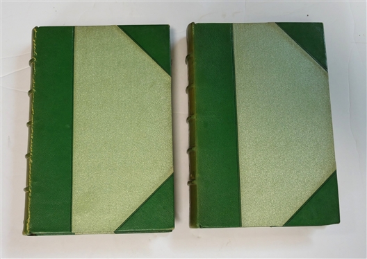 2 Green Leather Bound Hawthorne Books - The Marble Faun by Nathaniel Hawthorne - In Two Volumes   - Volumes I & II - 1889 - The Riverside Press 