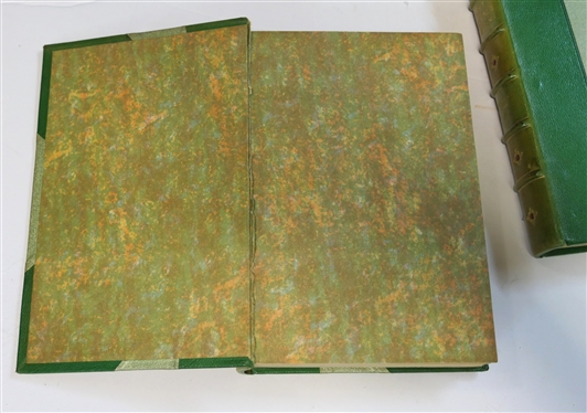 2 Green Leather Bound Hawthorne Books - The Marble Faun by Nathaniel Hawthorne - In Two Volumes   - Volumes I & II - 1889 - The Riverside Press 