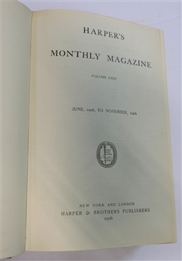 Harper''s Monthly Magazine Volume CXIII - June 1906 to November 1906 - Leather Bound Hardcover (Vol. 113)  and The Century Magazine Vol. XXX - New Series Vol. VIII -  Leather Bound Hardcover -...
