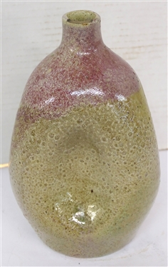 North State Pottery Pinch Bottle - Stamped North State Pottery Hand Made Sanford, NC on Bottom - Deep Red Glaze Around Neck - Bottle is 8 Tall - Imperfection in Glaze Around Top Lip - North...