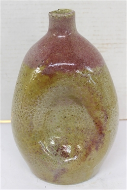 North State Pottery Pinch Bottle - Stamped North State Pottery Hand Made Sanford, NC on Bottom - Deep Red Glaze Around Neck - Bottle is 8 Tall - Imperfection in Glaze Around Top Lip - North...