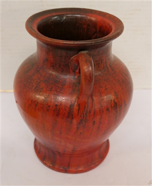 North Carolina Pottery Amphora Shaped Vase - Chrome Red Glaze - Double Handles -Attributed to J.B. Cole  Vase is 7 Tall 
