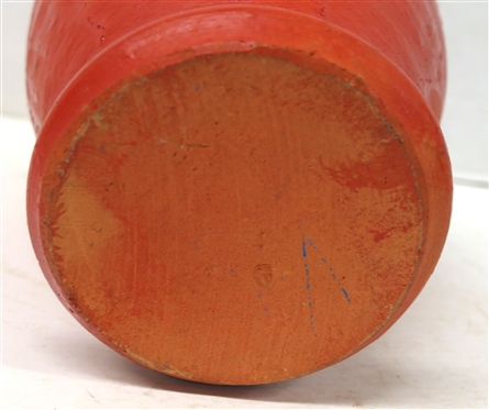 Joe Owen Rebecca Pitcher - Cogglewheel Border - Bright Red Glaze - Unsigned - Attributed to North Carolina Potter Joe Owen - Pitcher is 12 Tall to Top of Handle