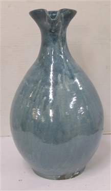 Teagues Pottery Large Blue Glazed North Carolina Pottery Pitcher - Signed Teagues - Robbins, NC - Non Food - F. Craven - Pitcher is 16 Tall 