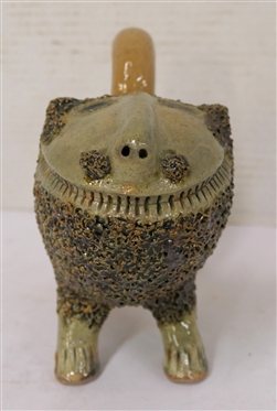 Awesome Billy Ray Hussey - North Carolina Pottery Lion - Marked BH - 41 - Lion Stands 6 1/4 Tall At Tail - Billy Ray Hussey - North Carolina Potter