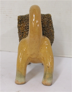 Awesome Billy Ray Hussey - North Carolina Pottery Lion - Marked BH - 41 - Lion Stands 6 1/4 Tall At Tail - Billy Ray Hussey - North Carolina Potter