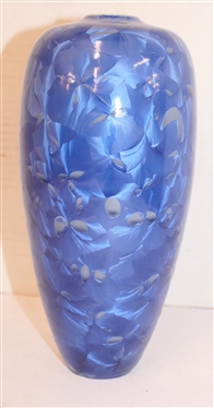Beautiful Bright Blue Crystalline Pottery Vase - By North Carolina Potter Sid Oakley - Vase Is 9 1/2 Tall Signed Oakley on Bottom 