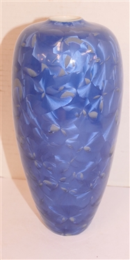 Beautiful Bright Blue Crystalline Pottery Vase - By North Carolina Potter Sid Oakley - Vase Is 9 1/2 Tall Signed Oakley on Bottom 