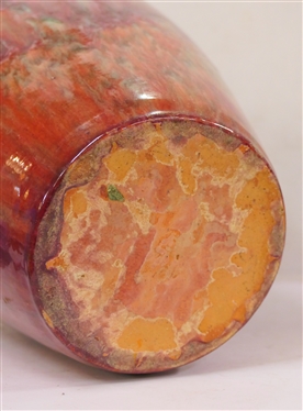 Large Art Pottery Vase with Multi Colored Glazes - Vase is 14 Tall 