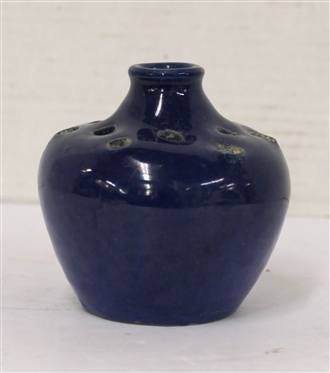 1936 Pinewood -Cobalt Blue Glaze North Carolina Pottery Flower Frog Vase (Pansy Pot) - Hand Made - Stamped Nov. 19 1936, Pinewood Mint Museum - Charlotte, NC - Edith with Incised Tree - Vase is...