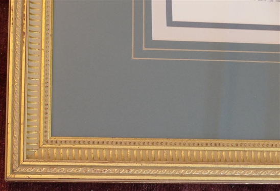 Contemporary Reproduction of 1755 French Horse Portrait Childers the Fleeteft Horfe That Ever run at Newmarket - Attractively Framed and Tripple Matted - Gold Frame is 26 1/2 by 28 3/4 