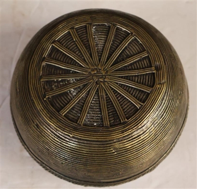 Dhokra Metal Bowl - Rice Measure Bowl - Hand Crafted Indian Metal Art - Bowl is 3 1/2 Tall 5 Wide 