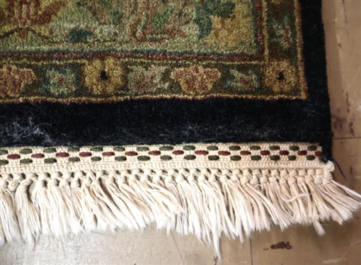 Beautiful Hand Knotted Persian Tabriz Rug - Black Background with Gold, Green and Rust Florals - Rug is 10 by 8'1 