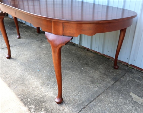 Henkel Harris Virginia Galleries Wild Black Cherry Queen Anne Style Dining Table with 3 Leaves - With Protective Table Pad - 29 tall 64 By 43 Without Leaves - Leaves Are 12 