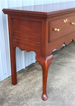 Henkel Harris Jamestown Colony Collection  Wild Black Cherry Sideboard - 3 Dovetailed Drawers - Center Lined with Silver Cloth - Right Drawer with Lift Out Oak Tray  - Paneled Ends - Scalloped...
