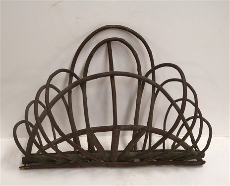 Twig Bent Wood Hanging Letter Rack - Partial Original Green Paint - 16 Tall 21 Across