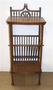 Victorian Oak Stick and Ball Stand with Magazine Rack with Brass Fittings - 37" Tall 16" by 12" 