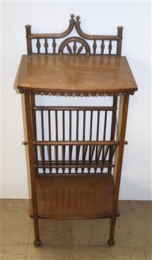 Victorian Oak Stick and Ball Stand with Magazine Rack with Brass Fittings - 37 Tall 16 by 12 