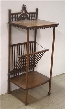 Victorian Oak Stick and Ball Stand with Magazine Rack with Brass Fittings - 37 Tall 16 by 12 