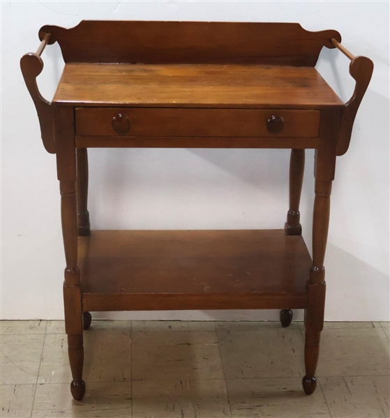 Sheraton Style Wash Stand With Drawer - Double Towel Bars - Pin Dovetailed Drawer - 32" Tall 27" By 15" 