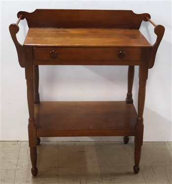 Sheraton Style Wash Stand With Drawer - Double Towel Bars - Pin Dovetailed Drawer - 32" Tall 27" By 15" 