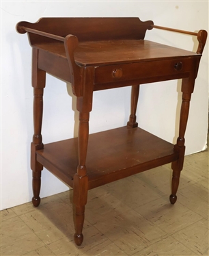 Sheraton Style Wash Stand With Drawer - Double Towel Bars - Pin Dovetailed Drawer - 32 Tall 27 By 15 