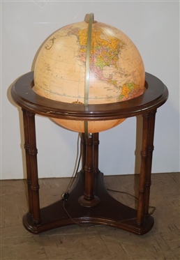 Lighted 16 Repologue World Globe in Mahogany Stand 