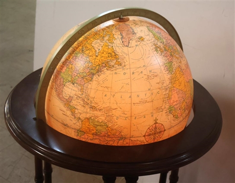Lighted 16 Repologue World Globe in Mahogany Stand 