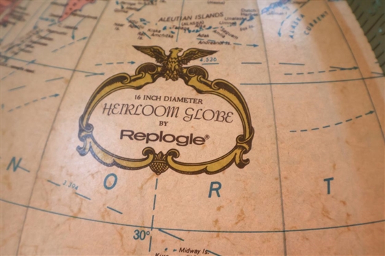 Lighted 16 Repologue World Globe in Mahogany Stand 