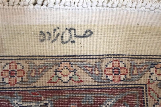 Floral Pattern Wool Rug - Off White Back Ground - Hand Knotted - Rug is 9' by 6'2 - Needs Cleaning