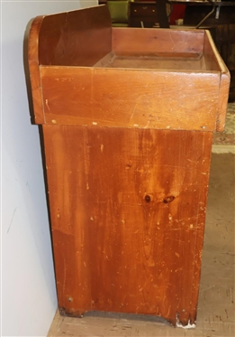 Primitive Pegged 19th Century Pine Dry Sink with Double Door Cabinet Below - Small Dovetailed Drawer on Right - Paneled Doors - 32 1/2 Tall 42 By 19 