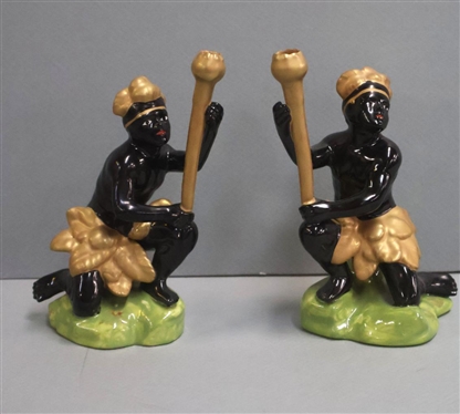 Chelsea House Port Royal Blackamoor Figures - Each is 6 1/2 Tall to Top of Torch 