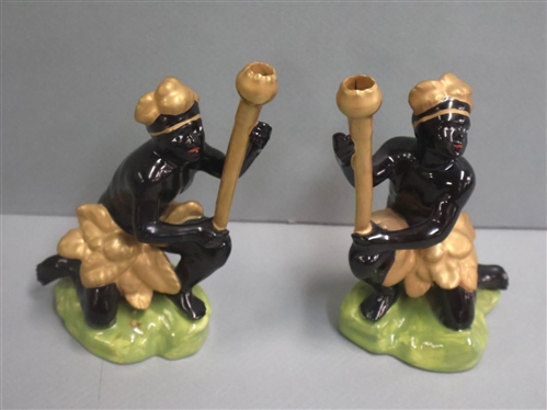 Chelsea House Port Royal Blackamoor Figures - Each is 6 1/2 Tall to Top of Torch 