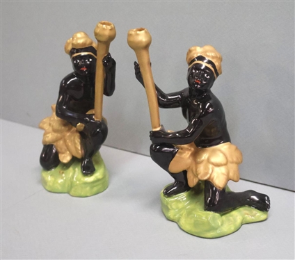 Chelsea House Port Royal Blackamoor Figures - Each is 6 1/2 Tall to Top of Torch 