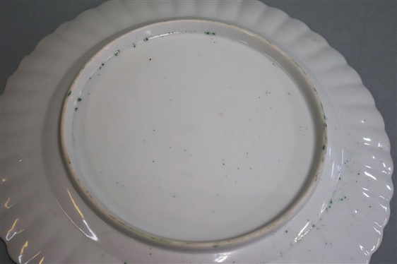 19th Century Chinese Export Bok Choy Pattern Plate - Hand Painted Bok Choy Cabbage with Butterflies - Plate is 9 3/4 Across - Small Chip on Edge 
