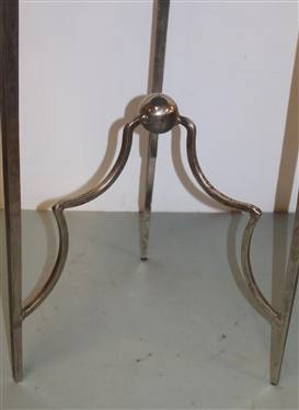 Maison Jensen Style Occasional Table - Metal Base with Nickel Finish Polished Stone Top - Table is 24 1/2 By 17 