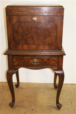 Beautiful Silver Chest by National Furniture Mt. Airy Limited Edition Series 3 - Solid Oak Cellarette Style Chest with Burl Finished Drop Front - Lift Top with Lift Out Silver Drawer - 3 Drawers...
