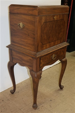 Beautiful Silver Chest by National Furniture Mt. Airy Limited Edition Series 3 - Solid Oak Cellarette Style Chest with Burl Finished Drop Front - Lift Top with Lift Out Silver Drawer - 3 Drawers...