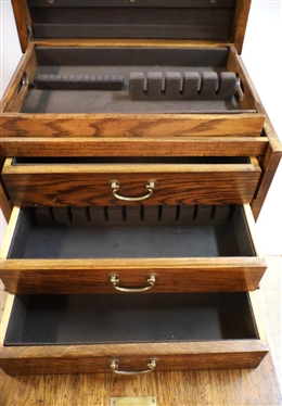 Beautiful Silver Chest by National Furniture Mt. Airy Limited Edition Series 3 - Solid Oak Cellarette Style Chest with Burl Finished Drop Front - Lift Top with Lift Out Silver Drawer - 3 Drawers...