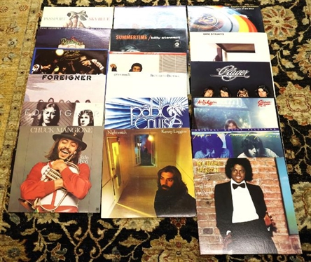 18 - 1970's Record Albums - Foreigner, Billy Stewart, Dire Straights, Michael Jackson, Kenny Loggins, Passport, Etc. 